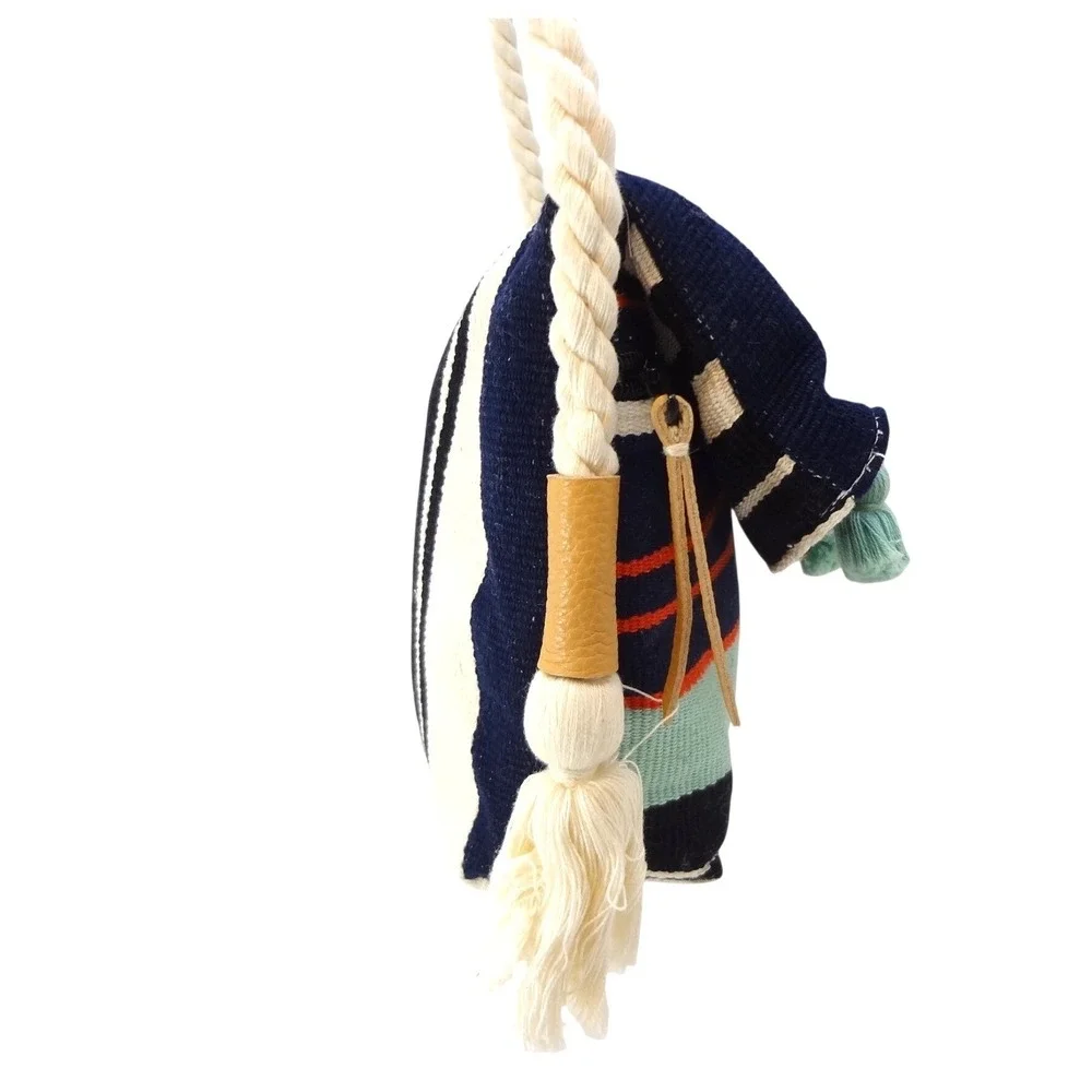 Mercado Global Crossbody Bag Small Multi Color Excellent Striped Tassel